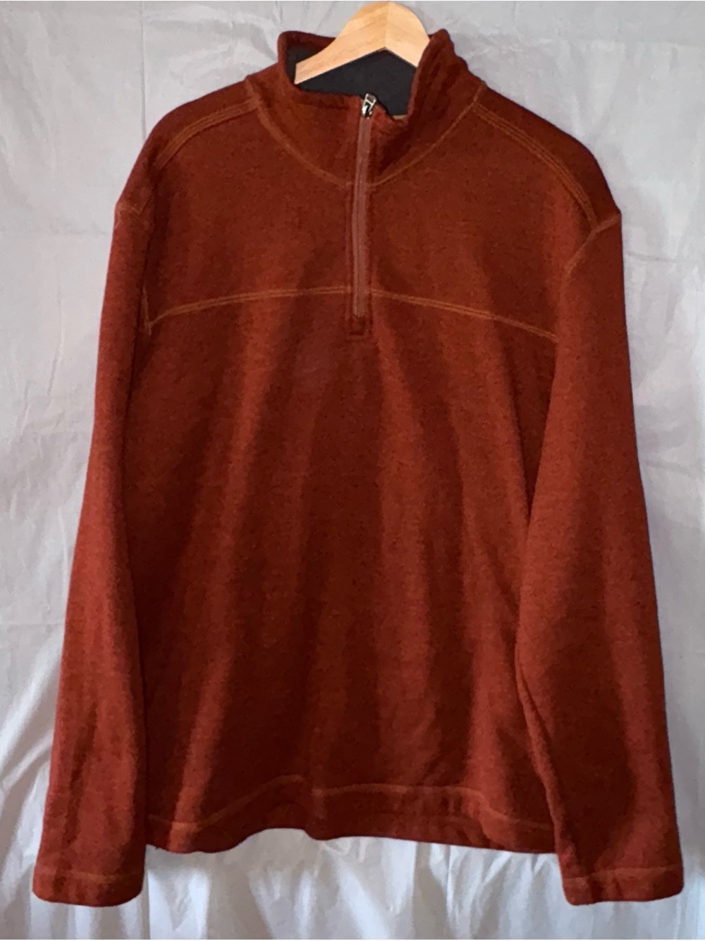 G.H. Bass & Co. Mens 1/4 Zip Pullover Sweater XXL Burnt Orange Preppy Fleece